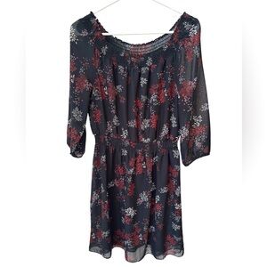 Maurices Black Floral Long Sleeve Dress Women's Size S Whimsigoth Grunge